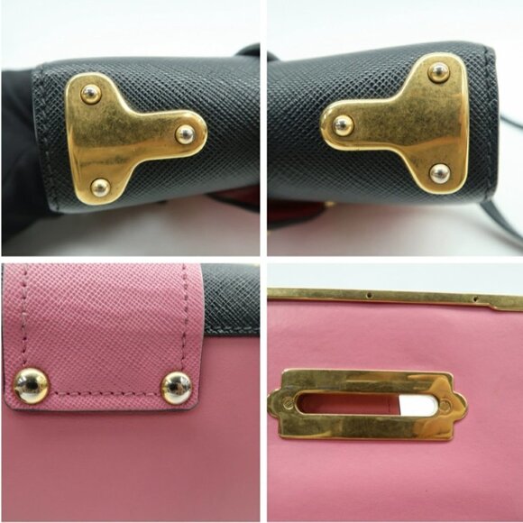 Prada Cahier Pink & Black Leather Shoulder Bag - Picture 7 of 12